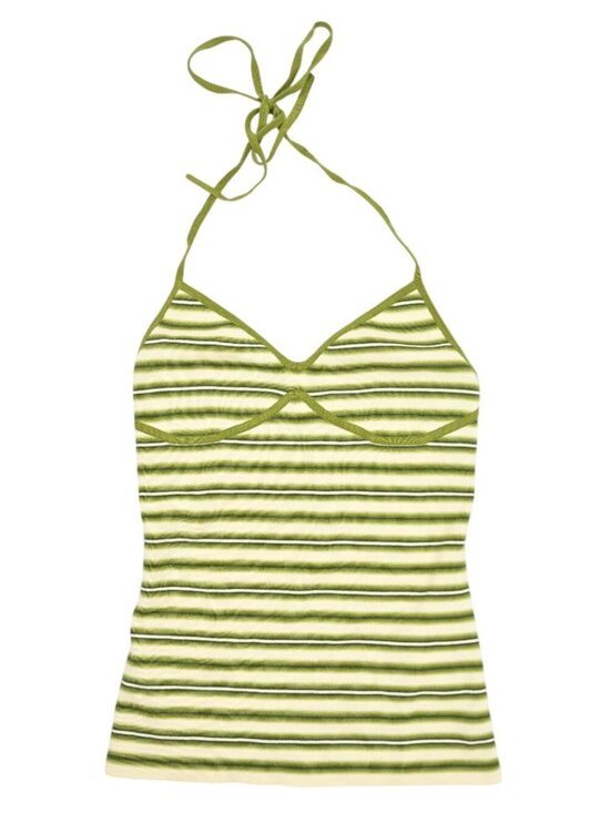 Faithfull the Brand Tops - Faithfull The Brand Citara Ribbed Halterneck Top In Green